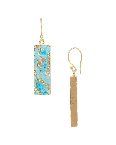 Saachi 18k Gold Plated Mojave Turquoise Rectangle Drop Earrings