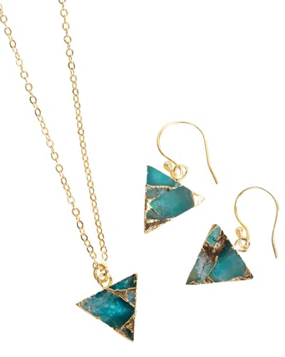 Saachi 18k Plated Mojave Turquoise Necklace & Earrings Set