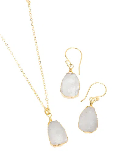 Saachi 18k Plated Opal Necklace & Earrings Set