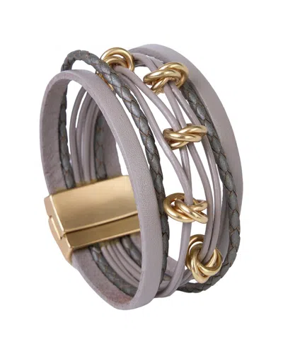 Saachi 33. Knotted Charm Leather Bracelet In Gray