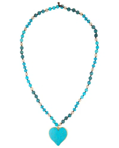 Saachi 34. Heart Stone Beaded Necklace Blue In Brown