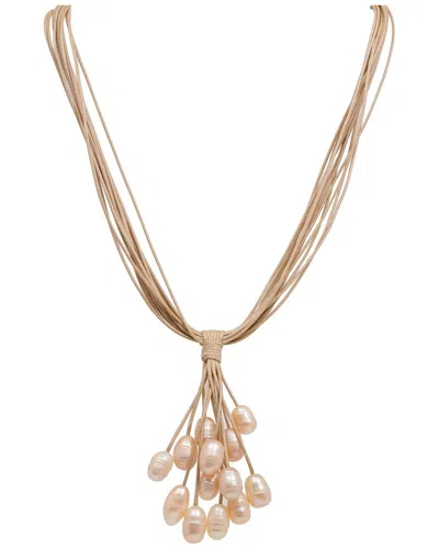 Saachi 8-10mm Pearl Classic Leather Necklace