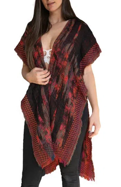 SAACHI SAACHI ABSTRACT FRINGE PONCHO