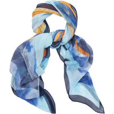 Saachi Abstract Pleat Scarf In Blue Combo