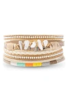 Saachi Angled Stone Adorned Bracelet In Sand