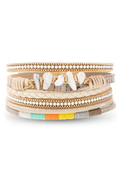 Saachi Angled Stone Adorned Bracelet In Sand