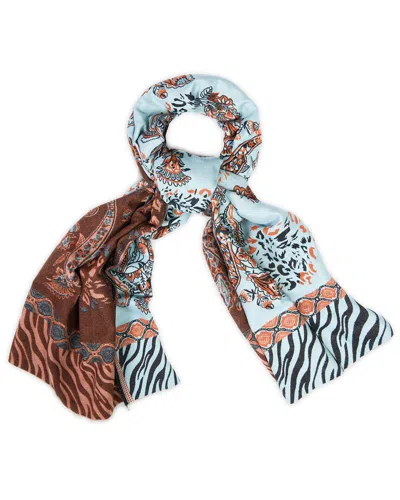 Saachi Animal Paisley Motif Reversible Scarf In Blue