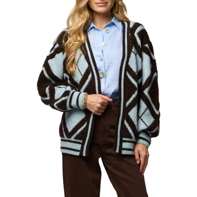 Saachi Argyle Stripe Cardigan In Black