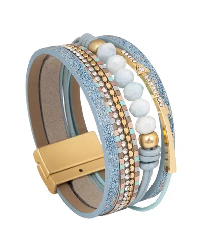 Saachi 51. Arrow Charm Leather Bracelet Blue