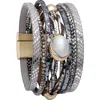 Saachi Assorted Strap Leather Strap Bracelet In Grey