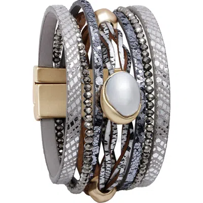 Saachi Assorted Strap Leather Strap Bracelet In Grey