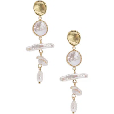 Saachi Baroque Freshwater Pearl Drop Earrings In Gold