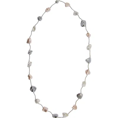 Saachi Baroque Pearl Long Necklace In Pastel Pink