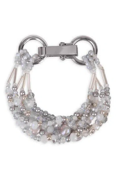 Saachi Beaded Cluster Statement Bracelet In Metallic