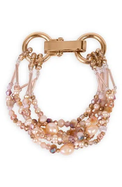 Saachi Beaded Cluster Statement Bracelet In Gold