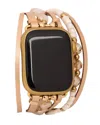Saachi Beaded Dream Leather Watch Band In Gold