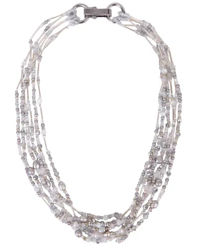 Saachi Beaded Layered Pearl Necklace In Metallic
