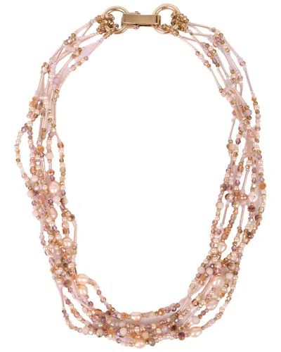 Saachi Beaded Layered Pearl Necklace In Pink