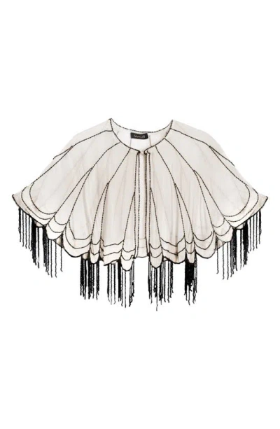 Saachi Beaded Scalloped Capelet In Neutral
