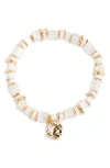 Saachi Beaded Stretch Hammer Bracelet In Gold