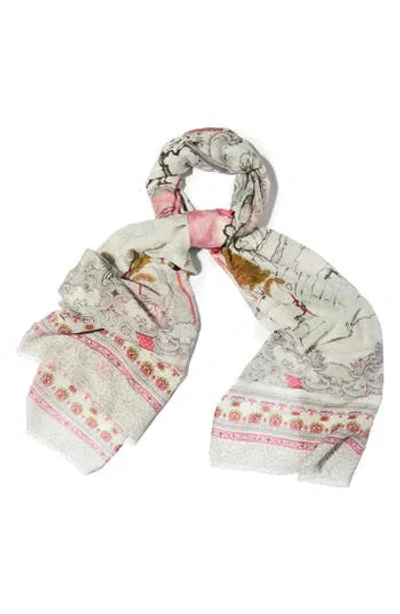 Saachi Tropical Vacation Print Scarf In White