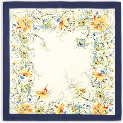 Saachi Bloom Border Square Scarf In Blue