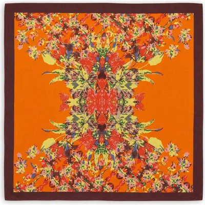 Saachi Bloom Border Square Scarf In Orange