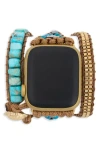 Saachi Bohemian Turquoise Stone Apple Watch® Watchband In Gold