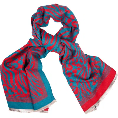 Saachi Bold Mixed Animal Print Scarf In Blue
