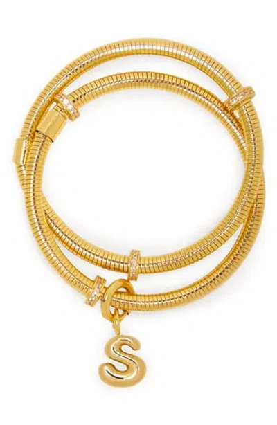 Saachi Bubble Charm Initial Bracelet In Gold