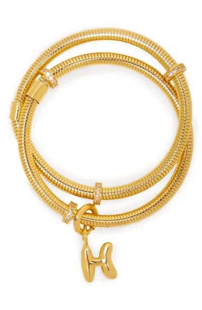 Saachi Bubble Charm Initial Bracelet In Gold