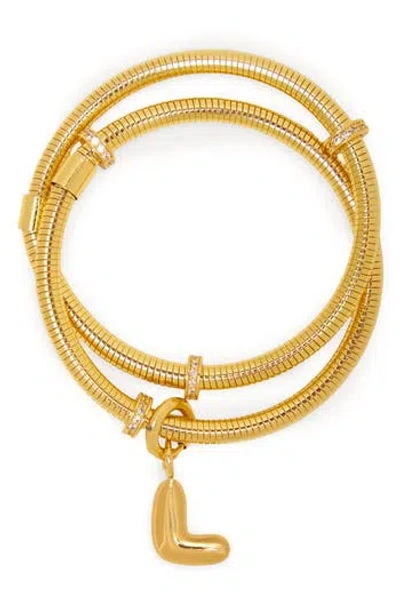 Saachi Bubble Charm Initial Bracelet In Gold