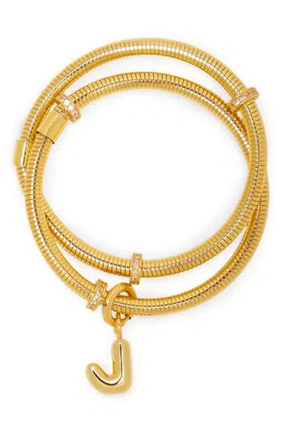 Saachi Bubble Charm Initial Bracelet In Gold