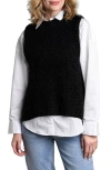 Saachi Buttoned Sweater Vest In Black