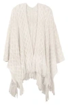 Saachi Cable Stitch Tassel Ruana In Neutral