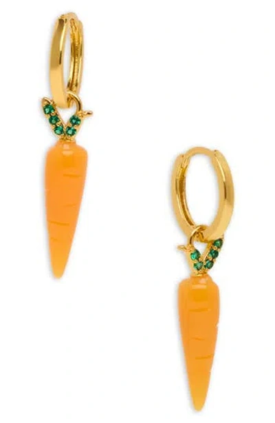 Saachi Carrot Charm Huggie Earrings In Orange