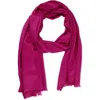 Saachi Cashmere Silk Eyelash Fringe Scarf In Berry
