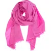 Saachi Cashmere Silk Eyelash Fringe Scarf In Fuchsia