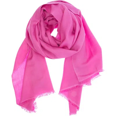 Saachi Cashmere Silk Eyelash Fringe Scarf In Fuchsia