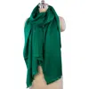 Saachi Cashmere Silk Eyelash Fringe Scarf In Green
