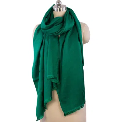 Saachi Cashmere Silk Eyelash Fringe Scarf In Green