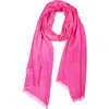 Saachi Cashmere Silk Eyelash Fringe Scarf In Gray