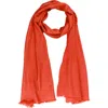 Saachi Cashmere Silk Eyelash Fringe Scarf In Rust
