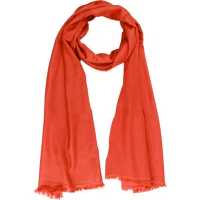 Saachi Cashmere Silk Eyelash Fringe Scarf In Rust