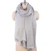 Saachi Cashmere Silk Eyelash Fringe Scarf In Warm Grey