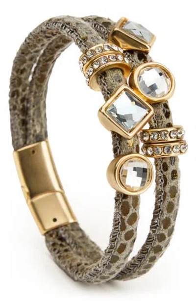 Saachi Charm Faux Leather Double Strand Bracelet In Brown