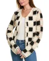 Saachi Checker Crochet Cardigan In White