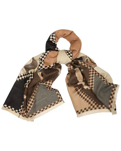 Saachi Checkered Equestrian Scarf In Brown