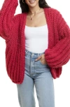 Saachi Chunky Knit Cardigan In Pink