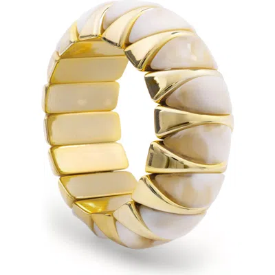 Saachi Chunky Two-tone Stretch Bangle In Gold